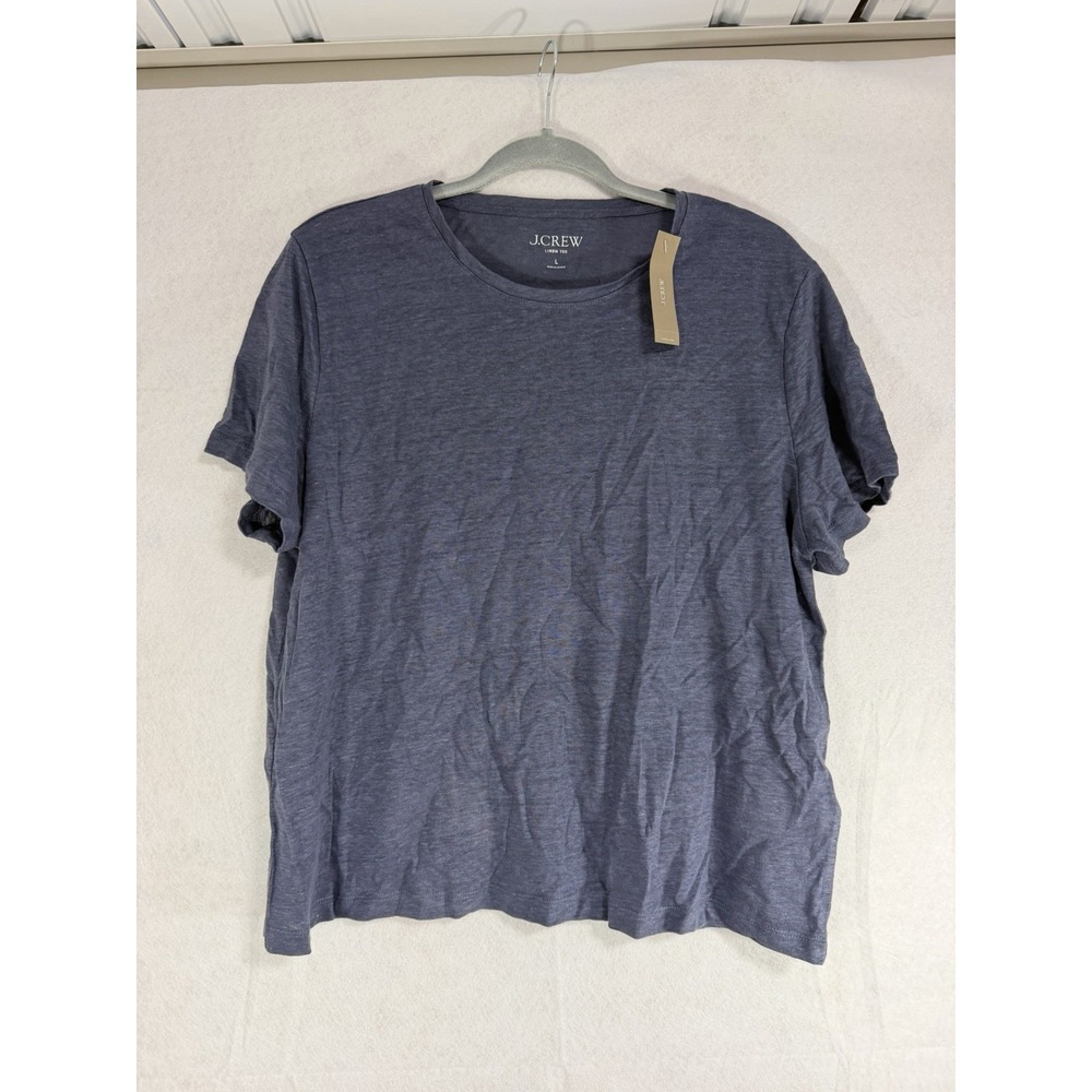 J.Crew, Women's Linen T-shirt, Blue, Large